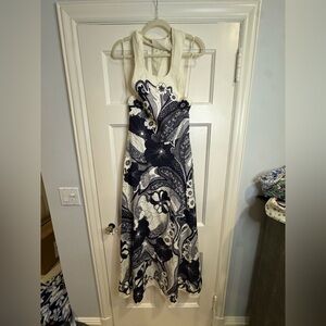 Alemais Navy and White Midi Dress